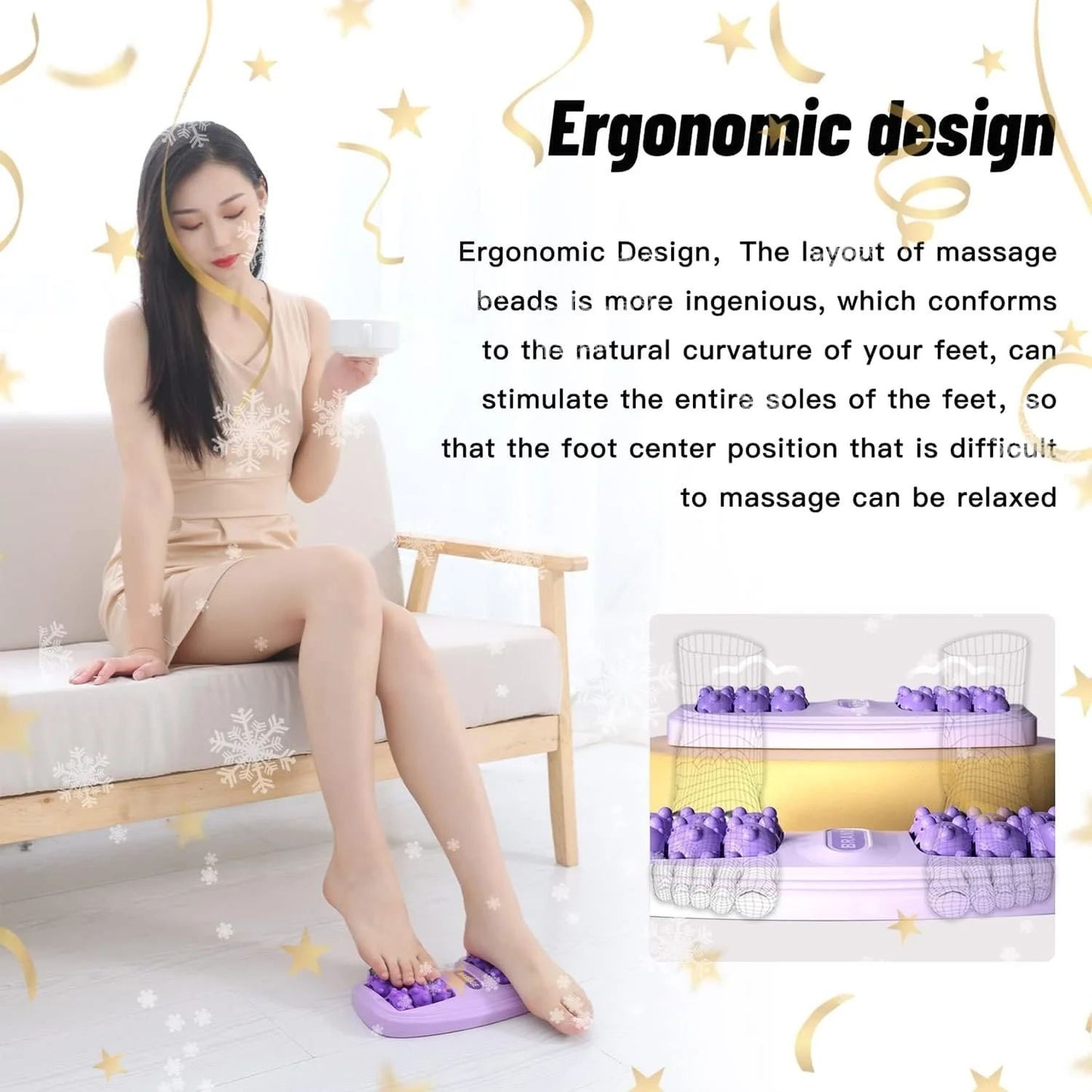 Foot Massager Roller Home Leg Point Bead Roller Massager Heel Foot Arch Pain Reflexology Massager